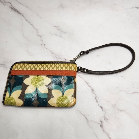 Fossil Keyper Wristlet Wallet Purse Floral Zippered Kep-Per Small Clutch - Picture 2 of 5